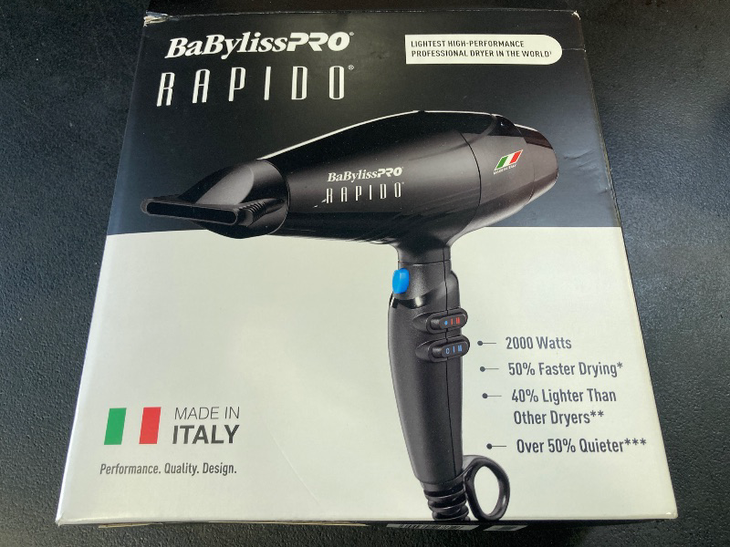 Photo 1 of BaBylissPRO Hair Dryer, Nano Titanium Rapido 2000-Watt Blow Dryer, Hair Styling & Appliances, Black, BRAP1