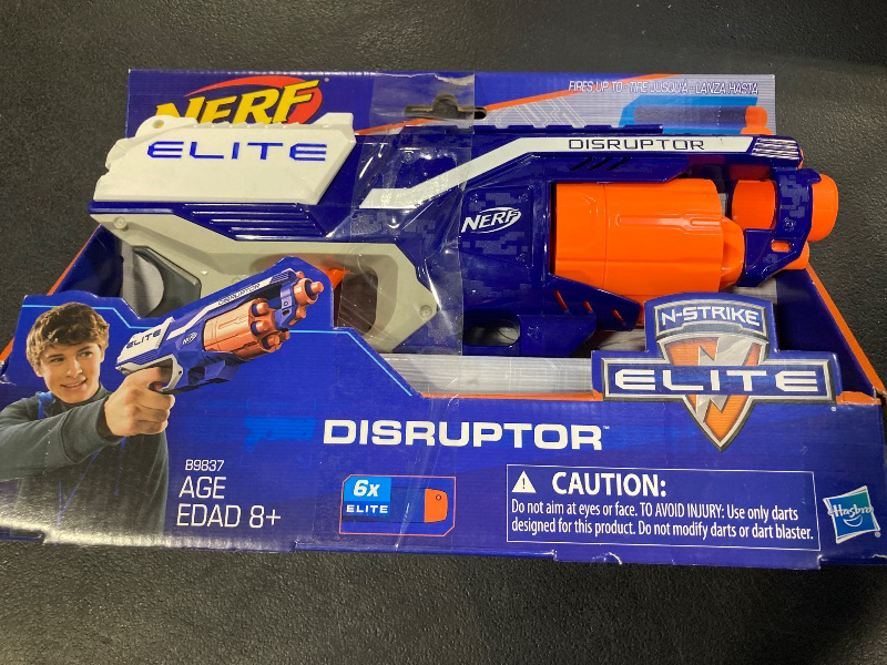 Photo 1 of NERF Disruptor Elite Blaster - 6-Dart Rotating Drum, Slam Fire, Includes 6 Official Nerf Elite Darts - for Kids, Teens, Adults (Amazon Exclusive)