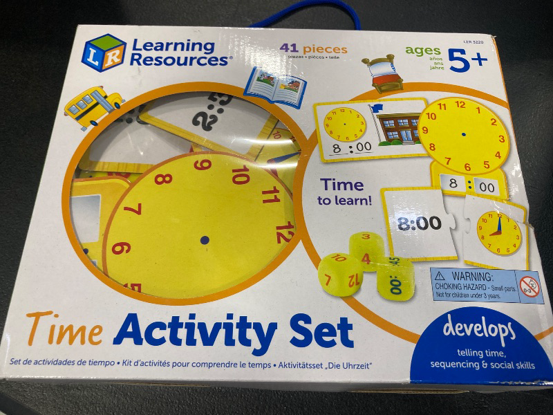 Photo 1 of Learning Resources Time Activity Set - 41 Pieces, Ages 5+,Clock for Teaching Time, Telling Time, Homeschool Supplies, Montessori Clock