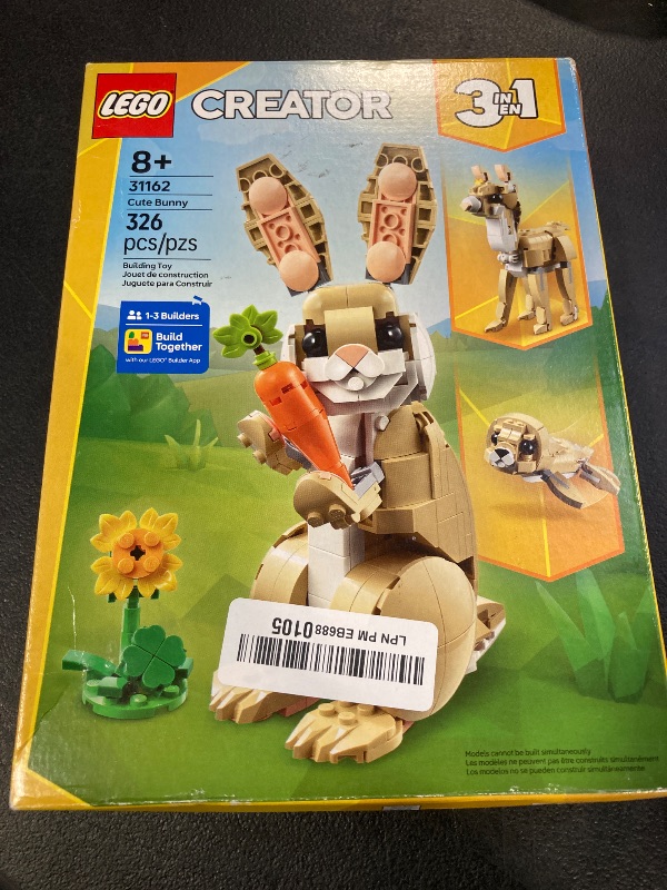 Photo 1 of LEGO Creator 3 in 1 Cute Bunny Toy - Building Toy Set with 3 Build Options, Bunny, Seal, or Llama - Birthday Gift & Craft - Animal Figures for Kids, Girls and Boys, Ages 8+ - 31162