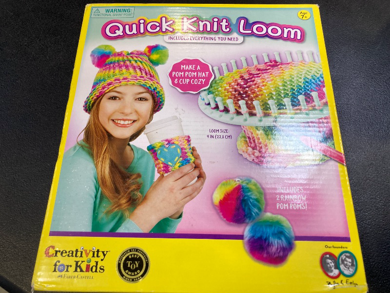 Photo 1 of Creativity for Kids Quick Knit Loom Kit - Knitting Kit for Kids, Make Your Own Pom Pom Hat And Accessories, Knitting Loom Crafts for Kids