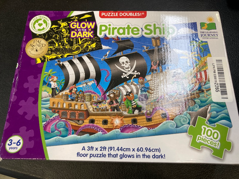 Photo 1 of The Learning Journey Puzzle Doubles Glow In The Dark - Pirate Ship - 100 Piece Glow In The Dark Preschool Puzzle (3' X 2') - Educational Gifts for Boys & Girls Ages 3 & Up, Multi (113851)