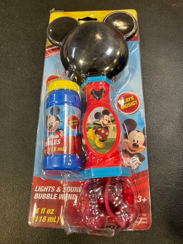 Photo 1 of Little Kids Disney Mickey Mouse Light and Sound Musical Bubble Wand, Includes Bubble Solution, Multi (20511)
