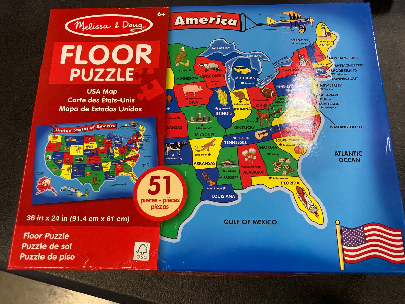Photo 1 of Melissa & Doug USA Map Floor Puzzle - 51 Pieces (2 x 3 feet) - FSC Certified