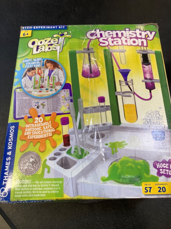Photo 1 of Thames & Kosmos Ooze Labs Chemistry Station Science Experiment Kit, 20 Non-Hazardous Experiments Including Safe Slime, Chromatography, Acids, Bases & More, Multi-Color