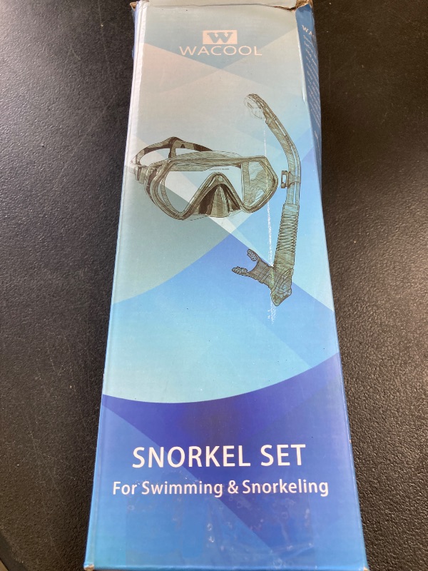 Photo 1 of WACOOL Professional Snorkeling Snorkel Diving Scuba Package Set with Anti-Fog Coated Glass Purge Valve and Anti-Splash Silicon Mouth Piece for Men Women (Adults, Black)