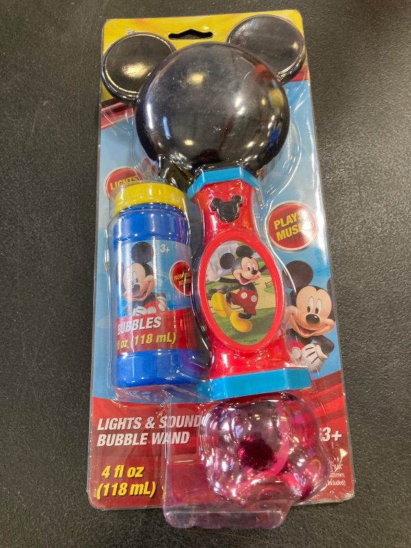 Photo 1 of Little Kids Disney Mickey Mouse Light and Sound Musical Bubble Wand, Includes Bubble Solution, Multi (20511)