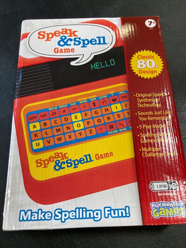 Photo 1 of Playmonster Speak & Spell Electronic Game - Educational Learning Toy, Spelling Games, 80s Retro Handheld Arcade, Autism Toys, Activity for Boys, Girls, Toddler, Ages 7+