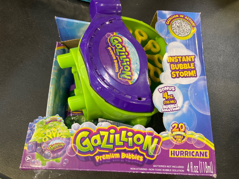 Photo 1 of Gazillion Bubbles, Hurricane Bubble Making Machine - Portable Bubble Maker - Instant Bubble Creation - Outdoor Toy for Kids - 4 oz. Bubble Solution Included - Ages 3+