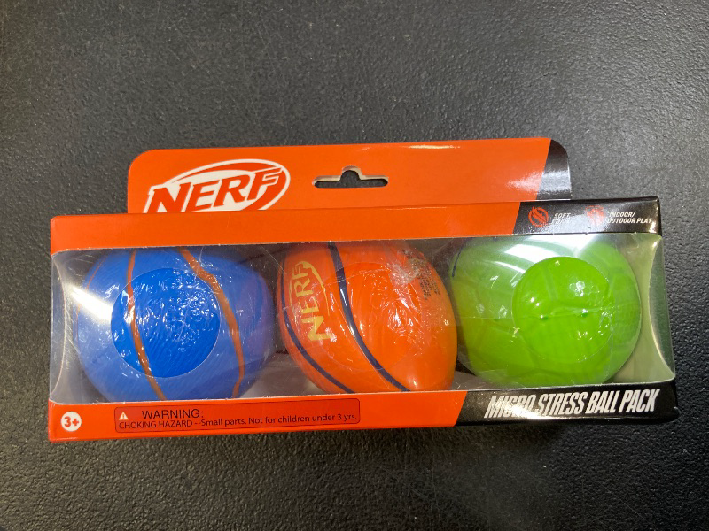 Photo 1 of Nerf Mini Stress Foam Sport Ball Set - Kids Mini Sports Set - Includes Foam Micro Football, Soccer Ball + Basketball Soft Stress Relief Toy for Kids - Multicolor