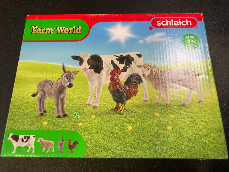 Photo 1 of Schleich Farm World - Starter Set, Includes 4 x Collectible Toy Farm Animals, Cow, Sheep, Donkey Foal and Rooster Farm Animal Toys for Kids Ages 3+