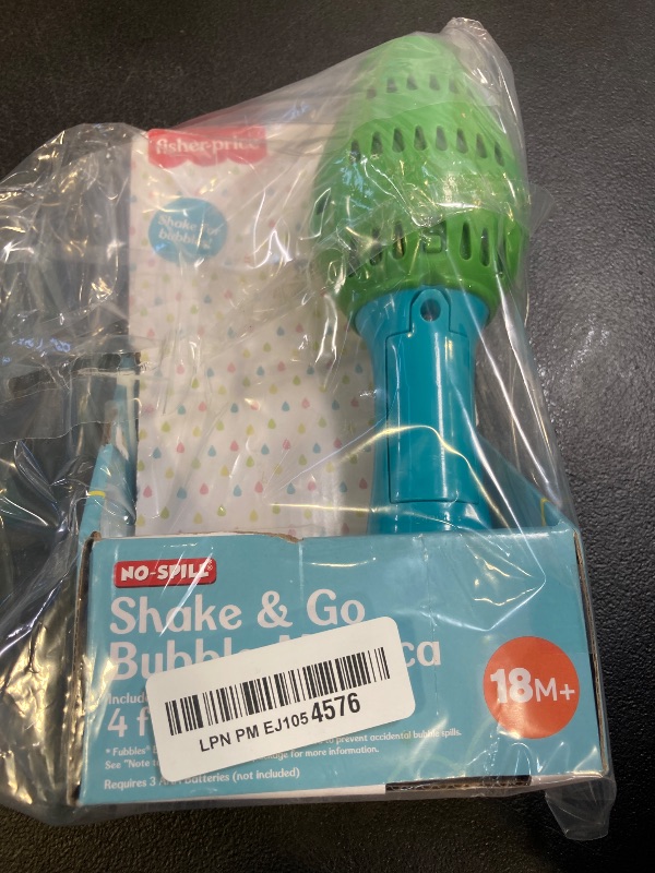 Photo 1 of Little Kids Fisher-Price Toddler Toy Shake and Go Bubble Maraca 2-in-1 No Spill Bubble Wand and Musical Toy Maraca | Ages 18+ Months | Includes 4oz of Non-Toxic Bubble Solution