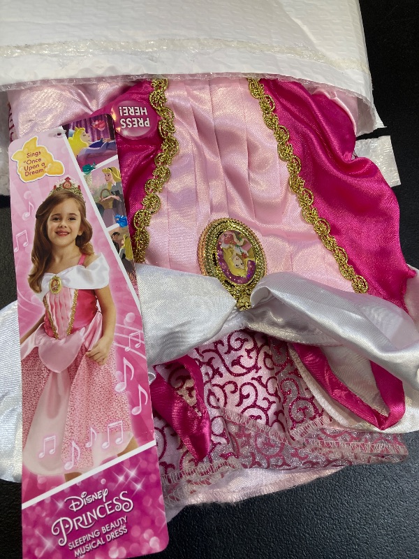 Photo 1 of Disney Princess Aurora Dress Costume, Sing & Shimmer Musical Sparkling Dress, Sing-A-Long To “Once Upon A Dream” Perfect for Party, Halloween Or Pretend Play Dress Up [Amazon Exclusive]