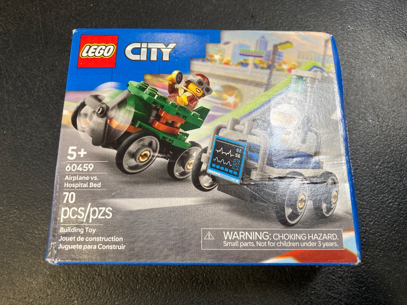 Photo 1 of LEGO City Airplane vs. Hospital Bed Race Car Pack Toy - Building Toy for Kids, Boys and Girls, Ages 5+ - Gift for Birthdays and Holidays - Includes 2 Minifigures - 60459