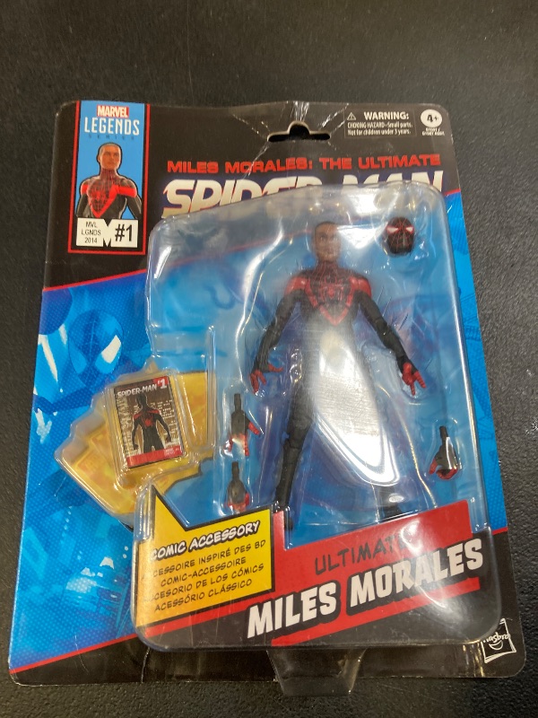 Photo 1 of Marvel Legends Series Ultimate Miles Morales, Spider-Man Comics-Inspired Collectible 6-Inch Scale Action Figure with Character-Sized Comic Accessory
