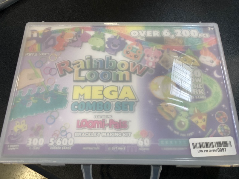 Photo 1 of Rainbow Loom® Loomi-Pals Glow in The Dark Mega Combo Set Features 60 Cute Assorted LP Charms, The New RL2.0, Alpha & Pony Beads, 17 Colored Bands (2 Glow) All in a Carrying Case for Boys and Girls 7+