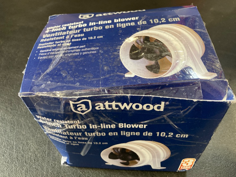 Photo 1 of Attwood 1749-4 Turbo 4000 Series II In-Line Blower, For 4-Inch Interior Diameter Vent Hose, Water Resistant, 12-Volt