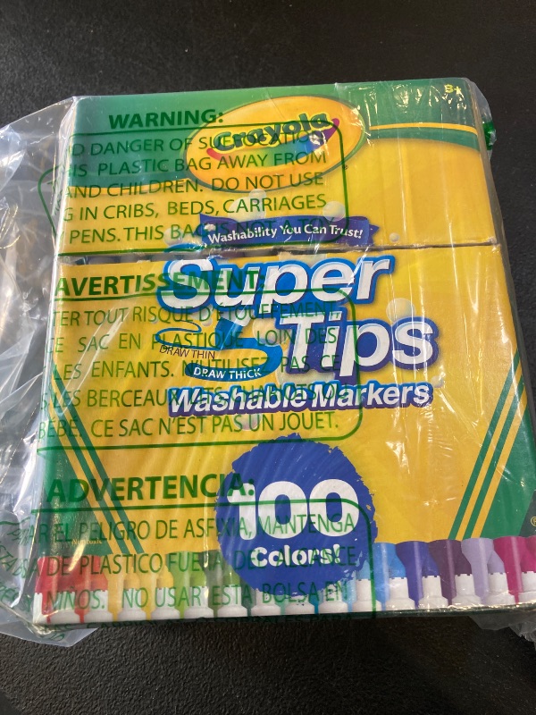 Photo 1 of Crayola Super Tips Marker Set for Kids (100ct), Broad Tip & Fine Point Washable Art Markers for Kids, Bulk School Supplies, Teacher Classroom Must Haves, Drawing Supplies
