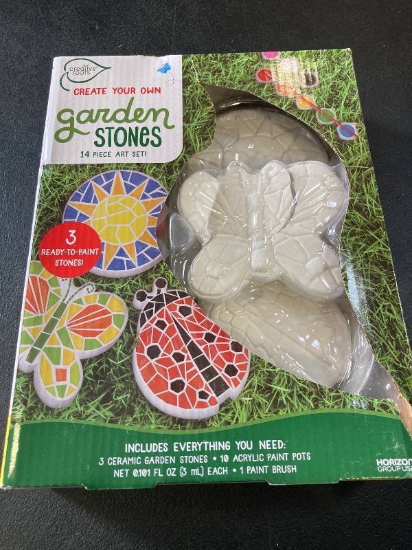 Photo 1 of Creative Roots Paint Your Own Butterfly, Ladybug & Sun Stepping Stone by Horizon Group USA, 1 box of 3 count