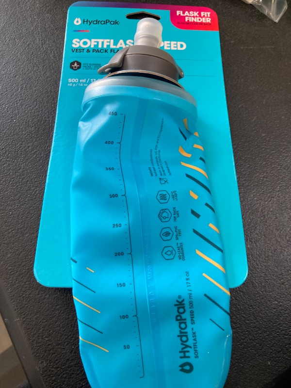 Photo 1 of HydraPak SoftFlask Speed 500ml - Compressible Soft Flask Water Bottle, Perfect Fit for Hydration Vests and Running Packs with Easy Open Cap (500ml/17oz)
