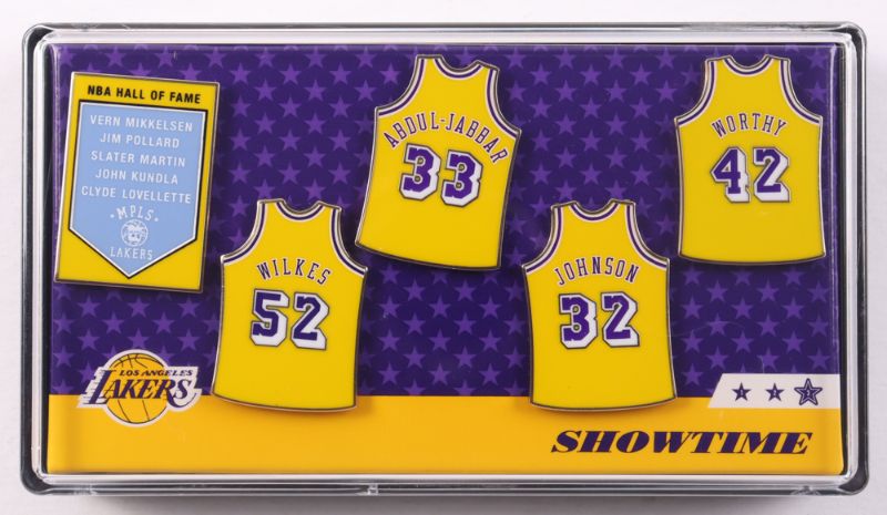 Photo 1 of Los Angeles Lakers “Showtime” Retired Jerseys Pins Set 