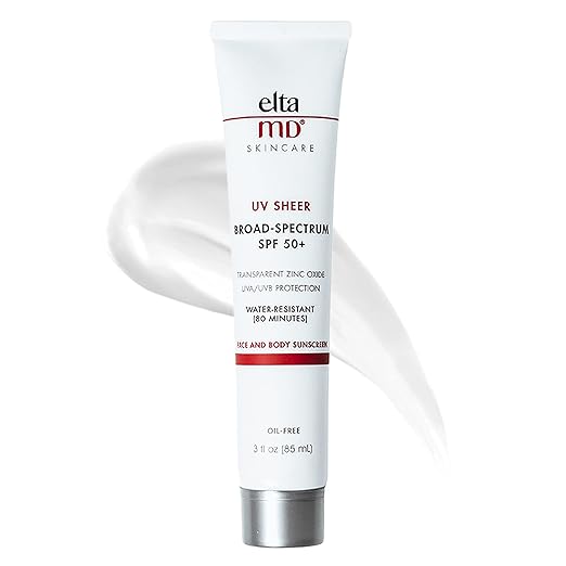 Photo 1 of EltaMD UV Sheer Face Sunscreen, SPF 50+ No White Cast Sunscreen for Face and Body, Zinc Oxide Sunscreen Formula