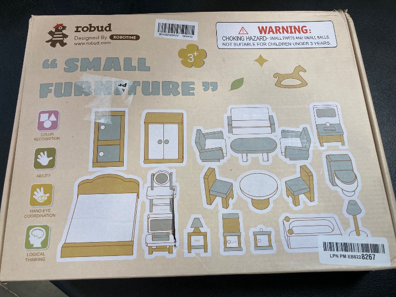 Photo 1 of ROBUD Wooden Dollhouse Furniture Set, 23 Pcs Dollhouse Accessories, Miniature Furniture Including 5 Room Kits, Dollhouse Furniture Pretend Play Toys for Boys, Girls & Toddlers, 3+