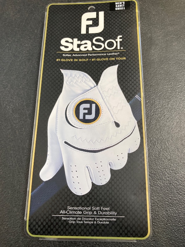 Photo 1 of FootJoy Men's StaSof Golf Glove, White, Cadet Small, Worn on Left Hand