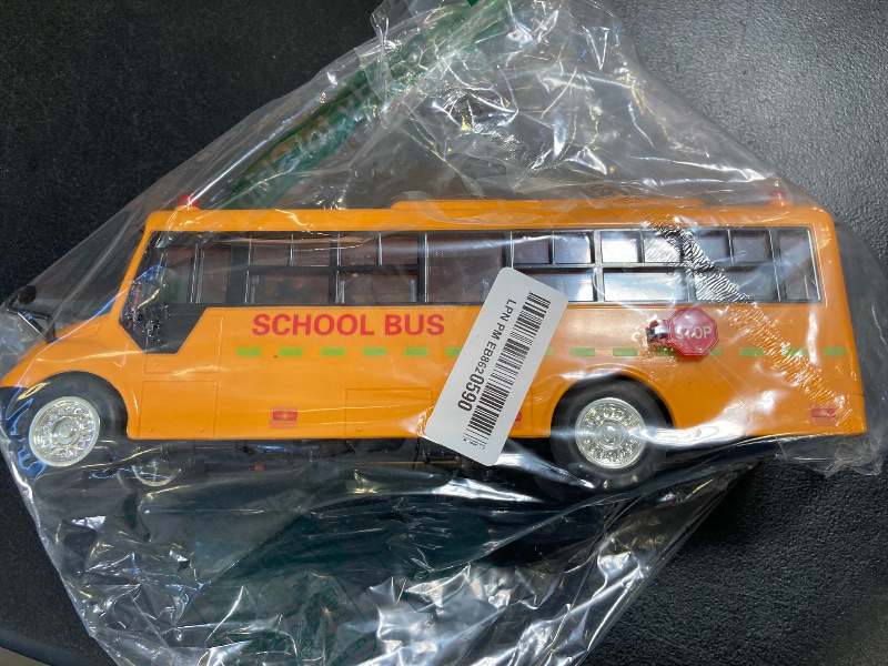 Photo 1 of Yellow School Bus Toys for Toddlers 1-3 with 4 Different Flashing Lights & Sound, Back and Side Doors Open Friction-Powered Wheels Light Up Toy Buses Birthday Gift 2 3 4 Year Old and Up Girl Boy Toys
