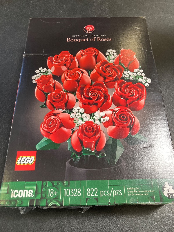 Photo 1 of LEGO Botanicals Bouquet of Roses Artificial Flowers - Fake Red Roses Building Set for Adults, Ages 18+ - Wedding Decor for Table Display - Gift for Wedding, Bridesmaid - 10328