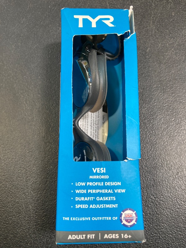 Photo 1 of TYR Adult Vesi Mirrored and Non-Mirrored Swimming Goggles with Wide Peripheral Range, Anti Fog, No Leak, and Quick Adjust