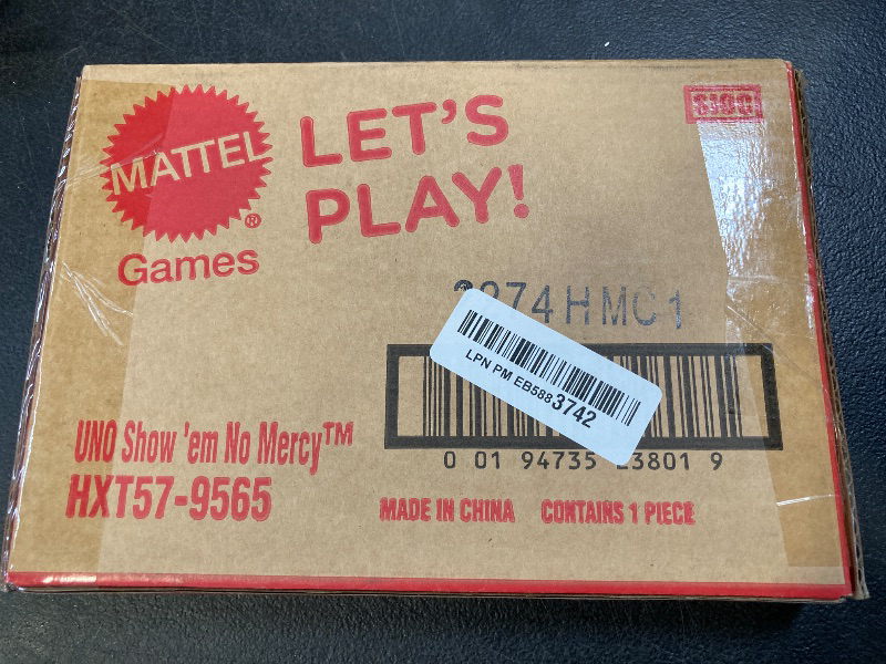 Photo 1 of Mattel Games UNO Show ‘em No Mercy Card Game in Storage & Travel Tin for Kids, Adults & Family Night with Extra Cards, Special Rules & Tougher Penalties (Amazon Exclusive)
