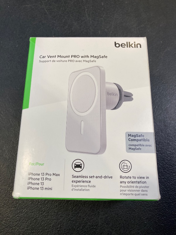 Photo 1 of Belkin MagSafe Vent Mount Pro-MagSafe Phone Mount For Car-Car Accessories-Car Phone Holder Mount-Magnetic Phone Holder for iPhone 16, iPhone 15, iPhone 14, Pro Max, Pro, & More (Certified Refurbished)