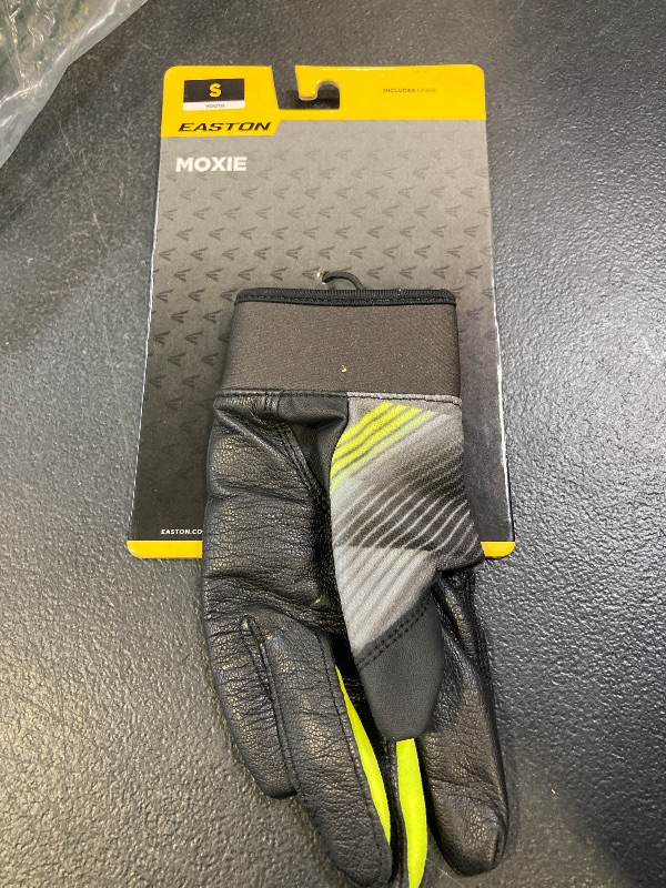 Photo 1 of Easton | MOXIE Youth Batting Gloves | Black/Optic Yellow | Youth Small