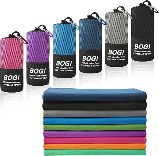Photo 1 of BOGI Microfiber Travel Sports Towel-Quick Dry Soft Lightweight Absorbent Compact for Camping Gym Beach Bath Yoga Swimming Backpacking (M:40''x20''-Black)