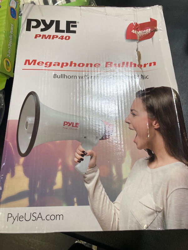 Photo 1 of Pyle 40 Watt Professional Megaphone Clear Sound & Ergonomic Grip - Multi-Function with Talk, Siren, Volume Control - Detachable Handheld Mic - Indoor & Outdoor Sports, Emergency Response