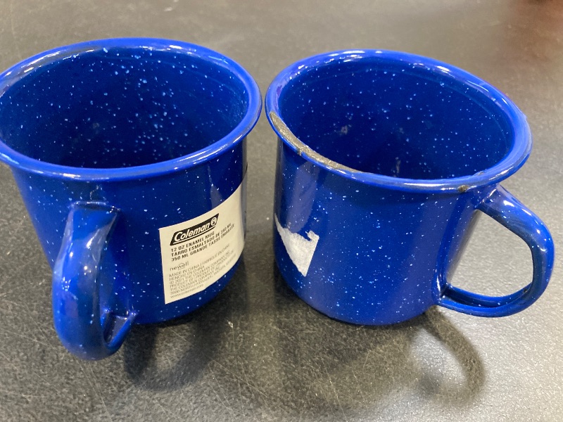 Photo 1 of Coleman 12oz Enamel Coffee Mug, Impact-Resistant, Dishwasher-Safe, Perfect for Camping, Picnics, BBQ, Tailgates, Sports Events (2 Pack)