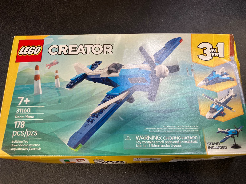 Photo 1 of LEGO Creator 3 in 1 Aircraft Race Plane Toy - Building Toy with 3 Building Options, Airplane, Fighter Jet, or Helicopter - Gift Idea for Kids, Boys and Girls, Ages 7+ - 31160