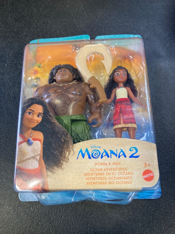 Photo 1 of Mattel Disney Moana 2 Toys, Moana & Maui Ocean Adventures 2-Pack with 2 Small Dolls & Hook Accessory, Inspired by The Movie