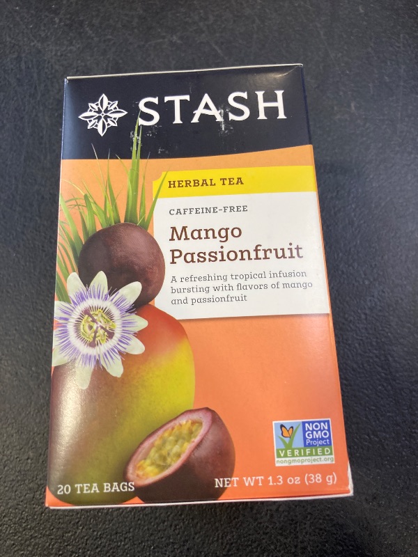 Photo 1 of Stash Tea Mango Passionfruit Herbal Tea, 20 Count Box of Tea Bags Individually Wrapped in Foil, Sweet Fruity Caffeine Free Herbal Tisane, Drink Hot or Iced