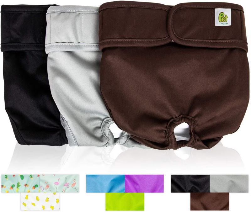 Photo 1 of Pet Magasin Washable Female Dog Diapers, Original, Medium: 14 to 20-in waist, 3 count