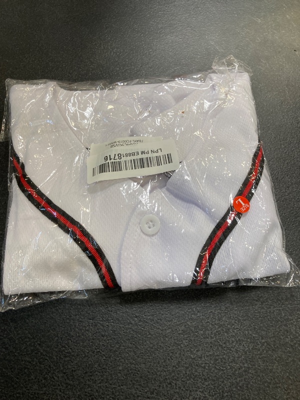 Photo 1 of Womens Cropped 98 Baseball Jersey Button Down V-Neck Country Vintage Jersey Casual Sports Softball Shirt White L