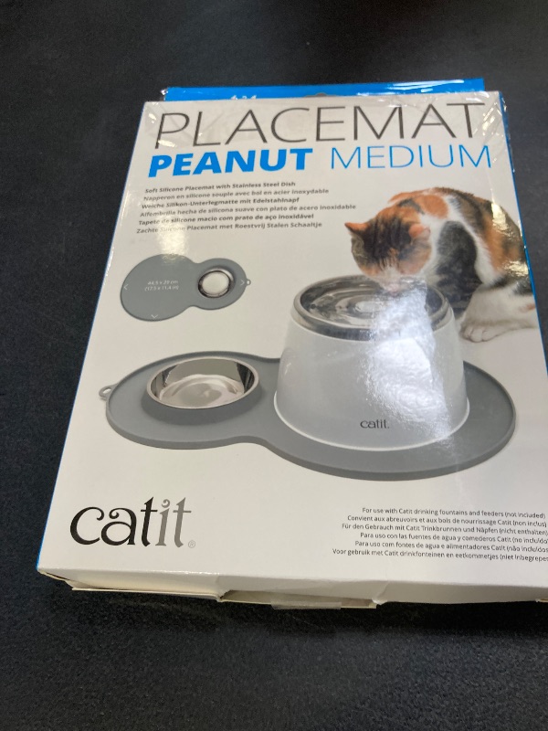 Photo 1 of Catit Peanut Shape Cat Placemat, Gray, 17.5” x 11.4”