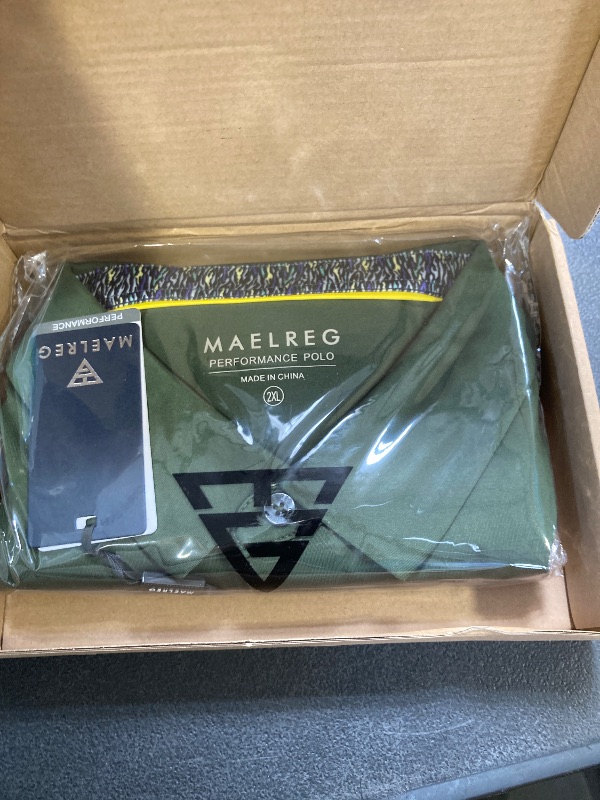 Photo 1 of M MAELREG Polo Shirts for Men Short Sleeve Performance Moisture Wicking Quick Dry Casual Collared Men’s Polo Shirts Olive Green