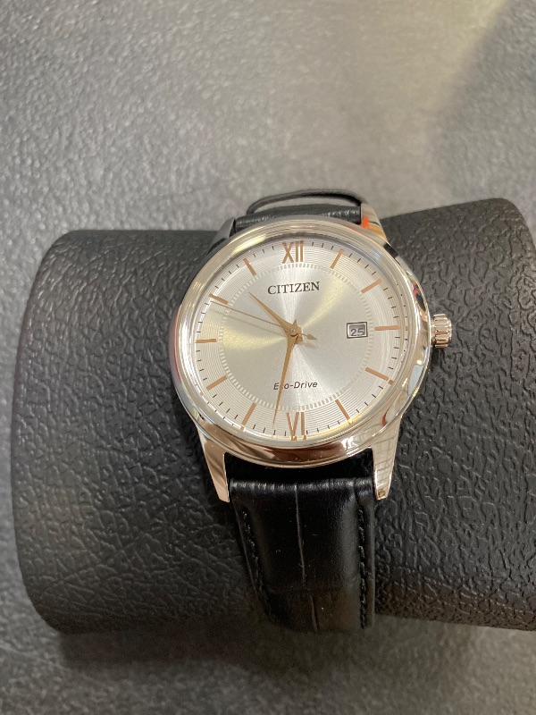 Photo 1 of Citizen Men's Classic Eco-Drive Leather Strap Watch, 3-Hand Date
