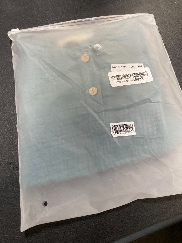 Photo 1 of Ashmyova Boys Cotton Linen Shirt Toddler Boys Pocket Button Short Sleeve T Shirt Tees Tops Blue Size 9-10T