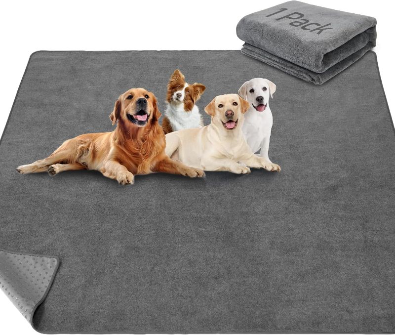 Photo 1 of LOOBANI Non-Slip Washable Pee Pad for Dogs, 1 Pack Extra Large Reusable Dog Mat for Floor, Fast Absorbent Pet Whelping Pads, Puppy Playpen Mat for Incontinence, Housebreaking, Crate, 82x82in, Gray
