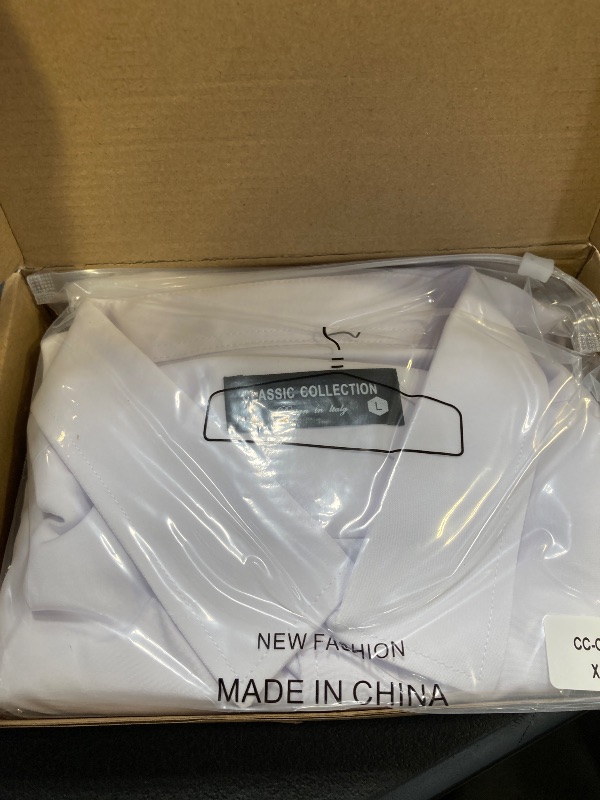 Photo 1 of EOUOSS Dress Shirts for Men Stretch Slim Fit Long Sleeve Mens Dress Shirts Casual Business Formal Solid Button Down Shirts White Large