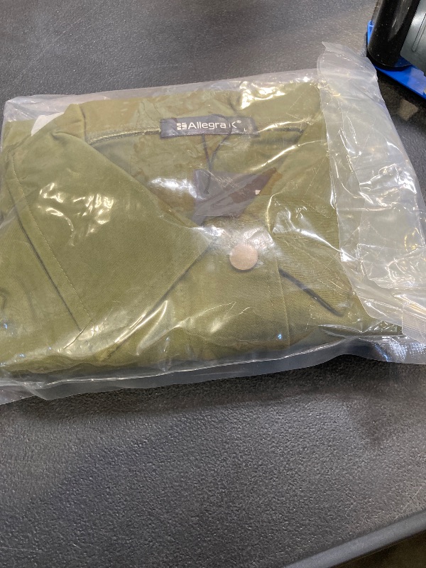 Photo 1 of Allegra K Women's Utility Jackets Drawstring Waist Flap Pockets Lightweight Jacket Large Olive Green L