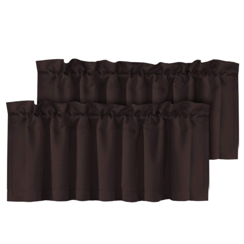 Photo 1 of H.VERSAILTEX Blackout Valances for Windows, Kitchen Window Valance Curtains for Living Room/Bedroom/Bathroom Privacy Decorative Rod Pocket Kitchen Valances?2 Panels?52" W x 18" L, Chocolate Brown